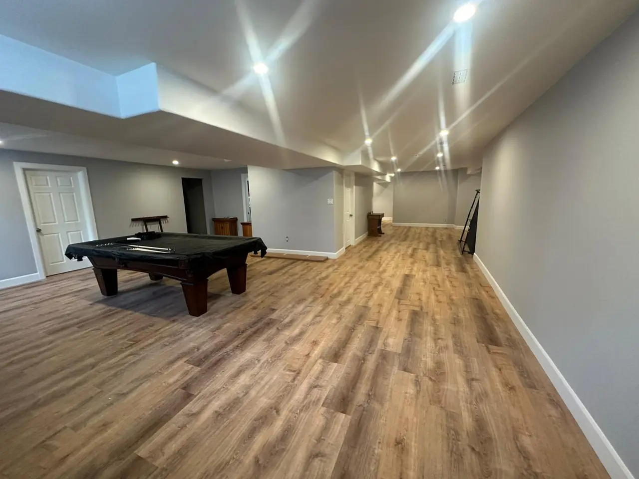 Long rec room finish by MATCON INC.