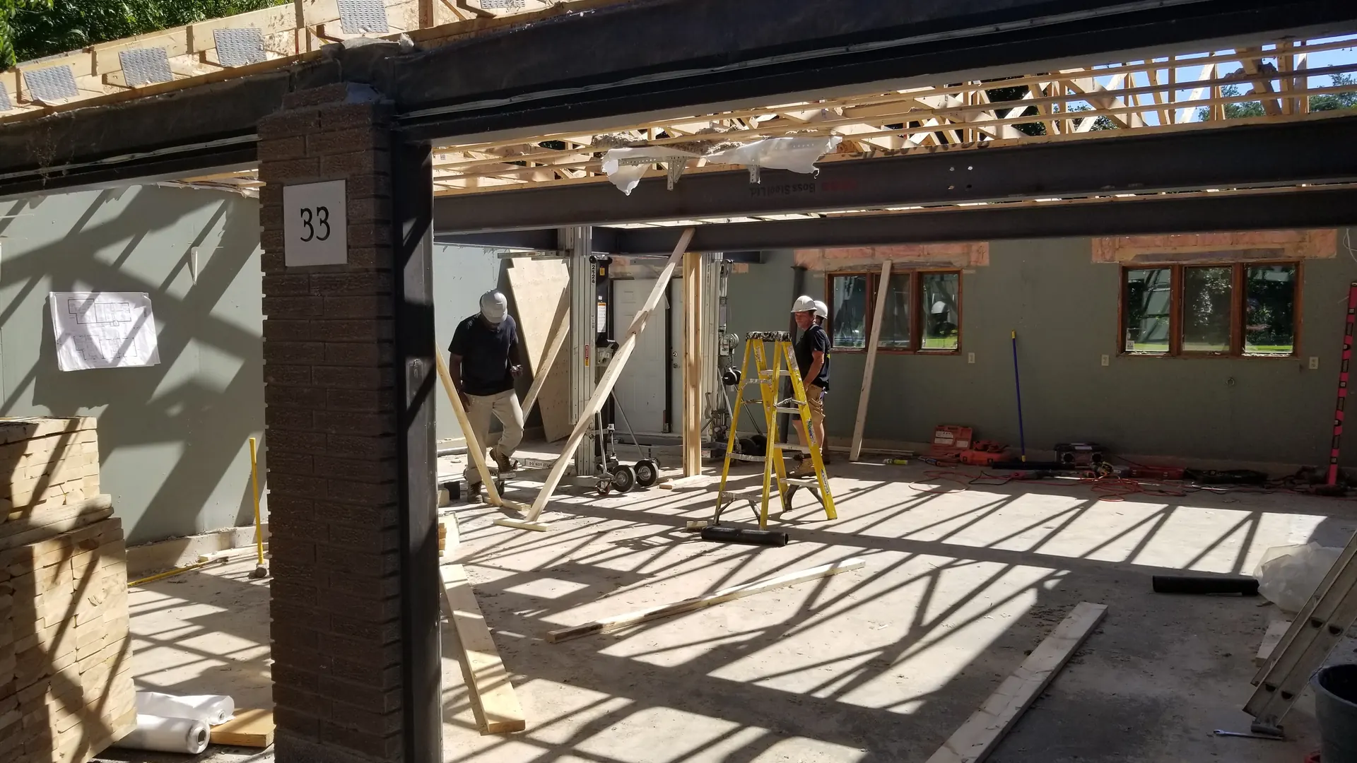 MATCON structural framing work during a home renovation.